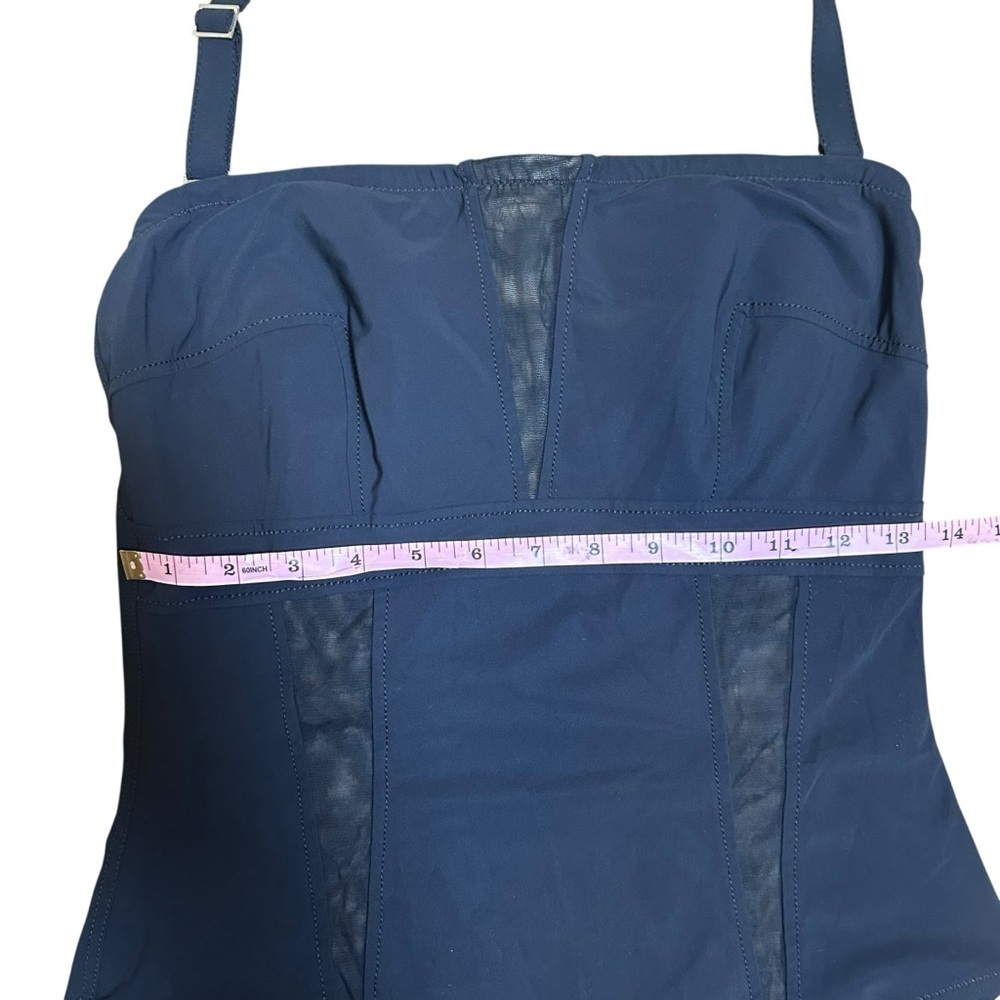 Shan black one piece halter swim suit size 12 nude mesh panels slimming Canada - Picture 7 of 8